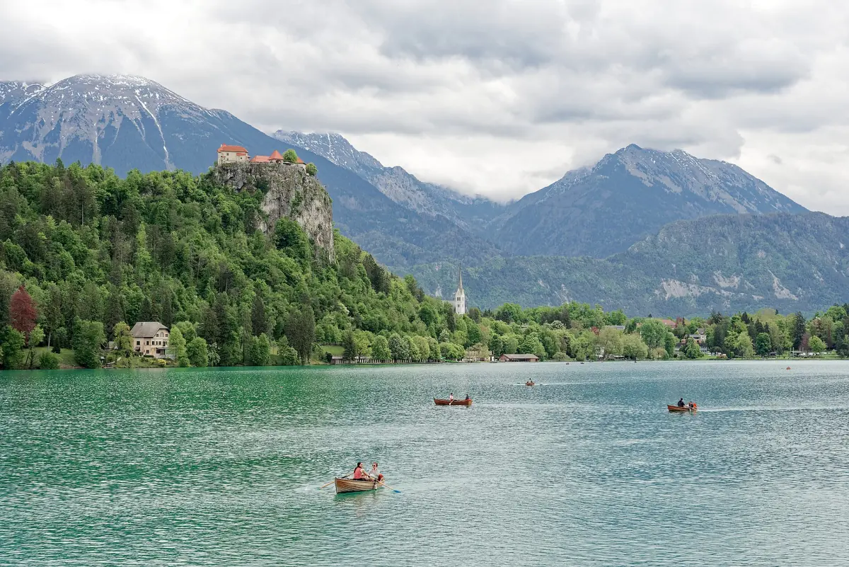 Bled Castle on its cliff above the lake