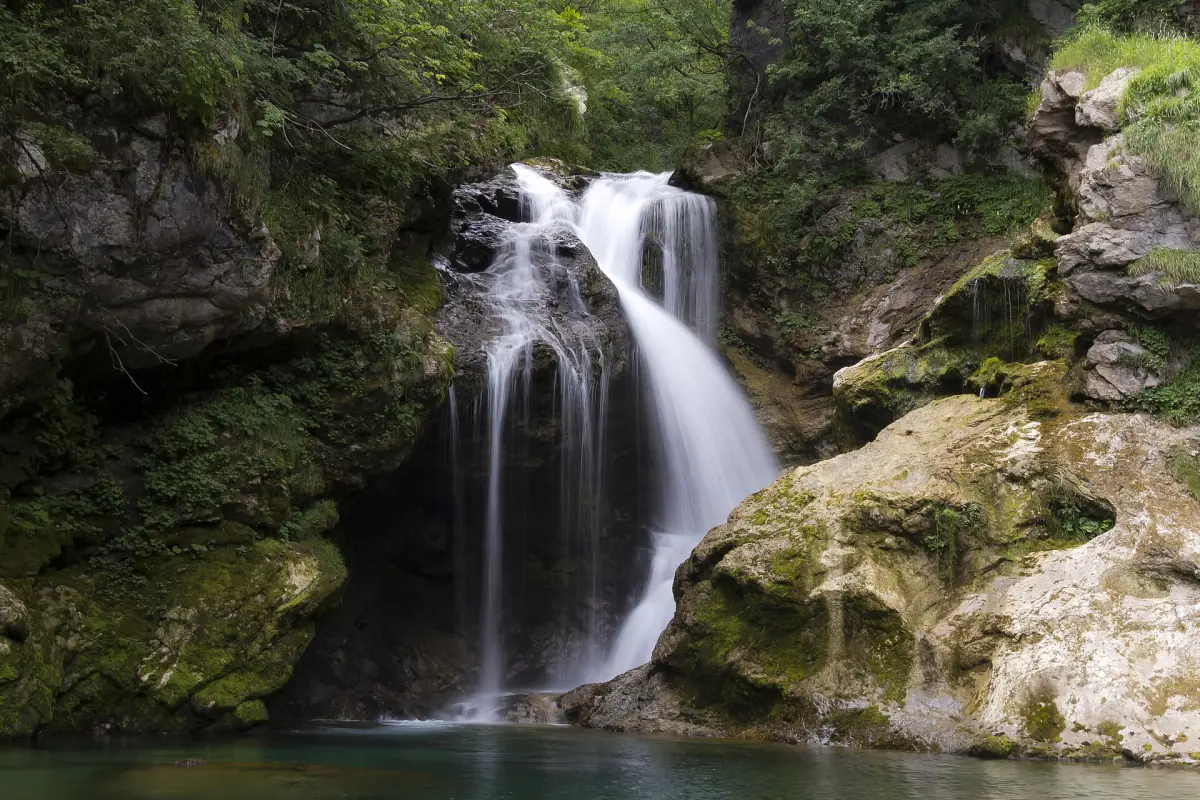 Waterfall at the end of Vintgar Gorge